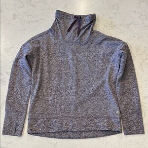 Apana (Size M) Women's Maroon Yoga Top LS Thumb Holes Mock Neck Curved Hem Soft